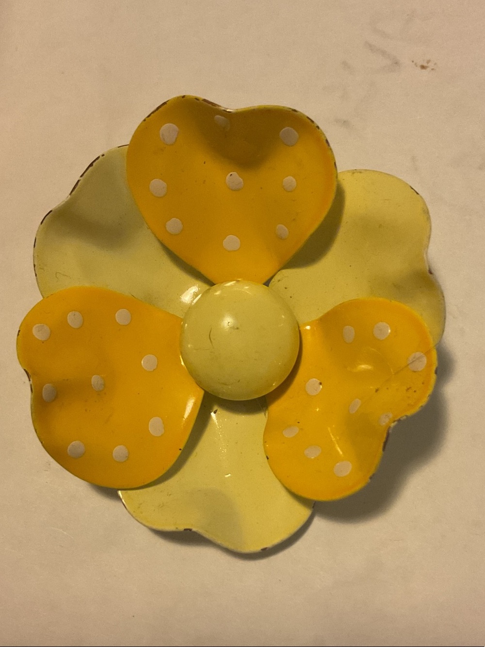 Polka Dot Flower Brooch - Yellow & Pale Yellow